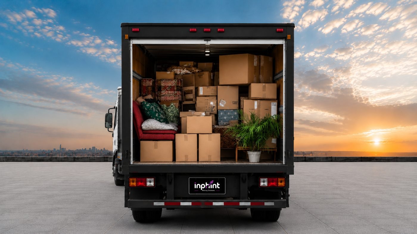 Inphint truck, rear loaded with goods